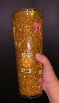 Leo glitter tumbler